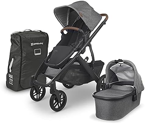 UPPAbaby Vista V2 Stroller - Greyson (Charcoal Melange/Carbon/Saddle Leather) + Travel Bag for Vista， V2， Cruz， V2