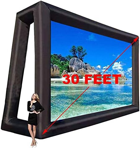 Fitnessandfun 30ft Seamless Inflatable Projector Movie Screen Outdoor Front and Rear Mega Theater Screen for Outside， Parties， Activities and Churches (30ft with Blower)
