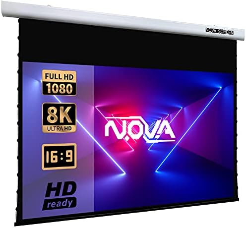 NovaScreen Spectrum Tab-Tension， 110-inch， Active 3D 1080 8K Ultra HD [16:9]. Electric Motorized Projector Screen， Indoor/Outdoor Projector Movie Screen for Home Theater.