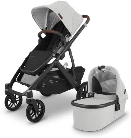 Vista V2 Stroller - Anthony (White and Grey Chenille/Carbon/Chestnut Leather)