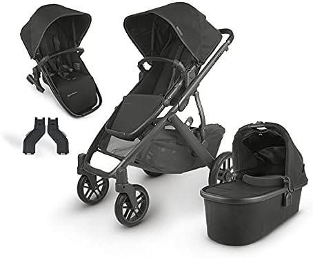 UPPAbaby Vista V2 Stroller - Jake (Black/Carbon/Black Leather) + Upper Adapter + RumbleSeat V2- Jake (Black/Carbon/Black Leather)