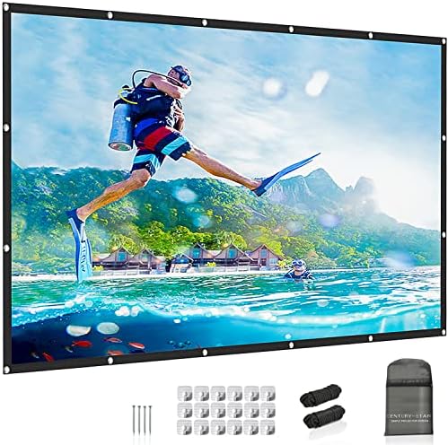 Projector Screen， 120-inch CENTURY-STAR Movie Screen Outdoor & Indoor Wrinkle-Free Nylon Fabric Video Projection Screen (3D 4K HD 16: 9 Front & Rear Projection) Foldable & Portable with Carry Bag