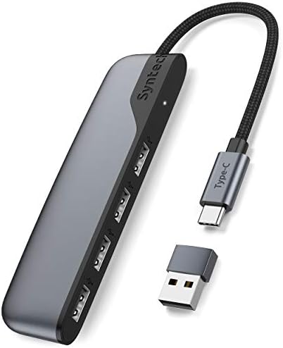 USB C to USB Hub 4 Ports， Syntech Type C to USB 3.0 Hub with a USB C to USB Adapter (USB 2.0)， Thunderbolt 3 to USB Hub Compatible with Thunderbolt 4 MacBook Pro， iPad Pro， iMac， Surface