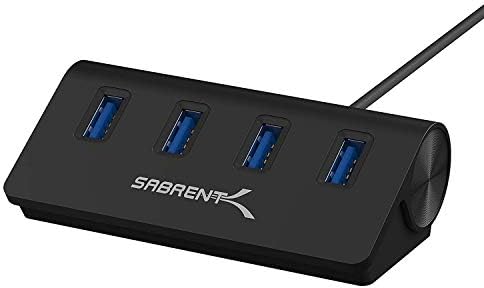 SABRENT 4-Port USB 3.0 Hub Aluminum Portable Data Hub with 2.5ft USB 3.0 Cable for iMac， MacBook， MacBook Pro， MacBook Air， Mac Mini， or Any PC [Black] (HB-MC3B)