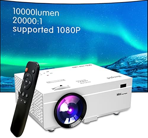 Projector 9500 Lumens Portable Video Projector， 200“ Screen Full HD 1080P Enhanced Mini Movie Projector， Compatible with HDMI USB Smartphone TV Stick PC for Outdoor/Home Projection