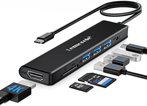 USB C Hub， Lemorele Type-C Hub Adapter 7 in 1 with HDMI 4K@30Hz， 100W PD Charging， 1 USB3.0 5Gbps Data Port， 2 USB 2.0， SD/TF， USB C Multiport Dongle for MacBook/ChromeBook/Dell/HP/Lenovo