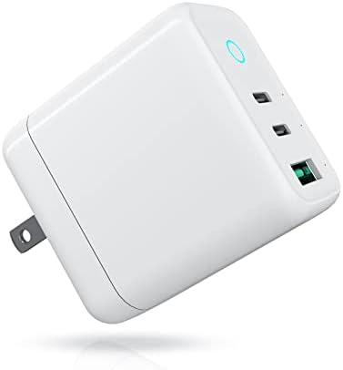 Huicn 65W GaN USB C Power Adapter with 3 Port USB PD 3.0 QC 3.0 Type C Wall Charger for iPhone Samsung LG Moto Google Smartphone Tablet PC USB C Charger Compatible with MacBook Surface XPS Laptop