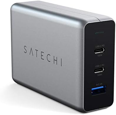 Satechi 100W USB C PD Compact GaN Charger (Powerful GaN Tech) – for M2/ M1 MacBook Pro/Air， M2/ M1 iPad Pro/Air， iPhone 14 Pro Max/14 Pro/14/14 Plus