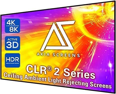 Akia Screens CLR and ALR Projector Screen 123 inch 16:9 Ceiling Light Rejecting and Ambient Light Rejecting Projection Screen for UST Projection， Edge Free Fixed Frame Screen AK-NB123H-CLR2