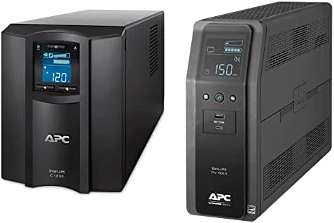 APC 1000VA Smart UPS with SmartConnect & UPS 1500VA Sine Wave UPS Battery Backup， BR1500MS2 Backup Battery Power Supply， AVR， 10 Outlets， (2) USB Charger Ports
