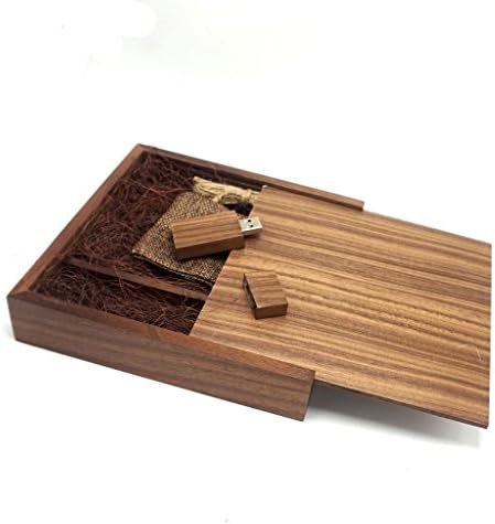 LONMAX Wedding Birthday Gifts Wooden USB Flash Drive 16GB USB 2.0 Flash Disk Pen Drive Walnut Box (170x170x35mm) (16GB， Black Wooden)