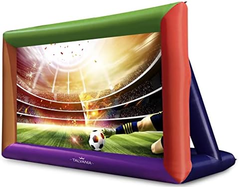 Talvania 40 Feet Inflatable Projector Screen for Outdoor and Indoor TV Movie Watching， Huge Screen， Blower， Tie Downs， Stakes， Sandbags， and Storage Bag， Quick Blow Up， Jumbo (40’ Multicolor)